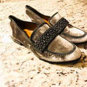 Franco Sarto Grey Velvet Loafers